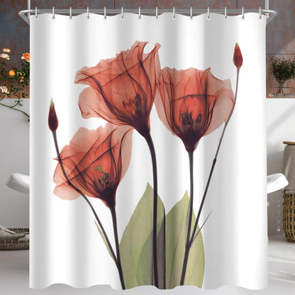 Duschvorhang Elegante rote Blüten 180x200cm beschwert Antischimmel