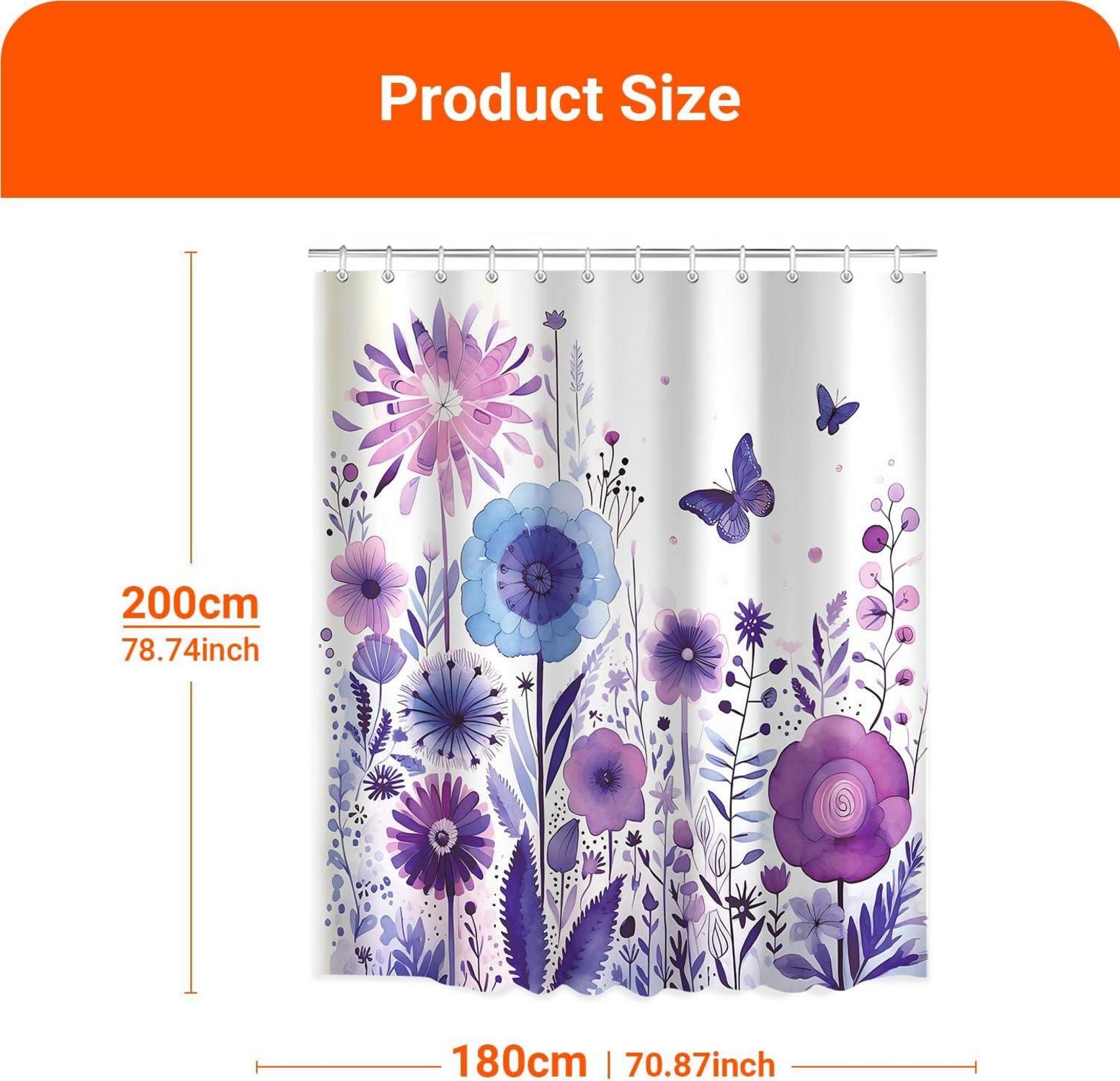 Duschvorhang 180x200cm Lila Blume