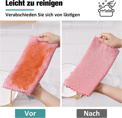 Mikrofasertücher Waschbar 6er-Pack Putzlappen Fusselfrei 30x30 cm