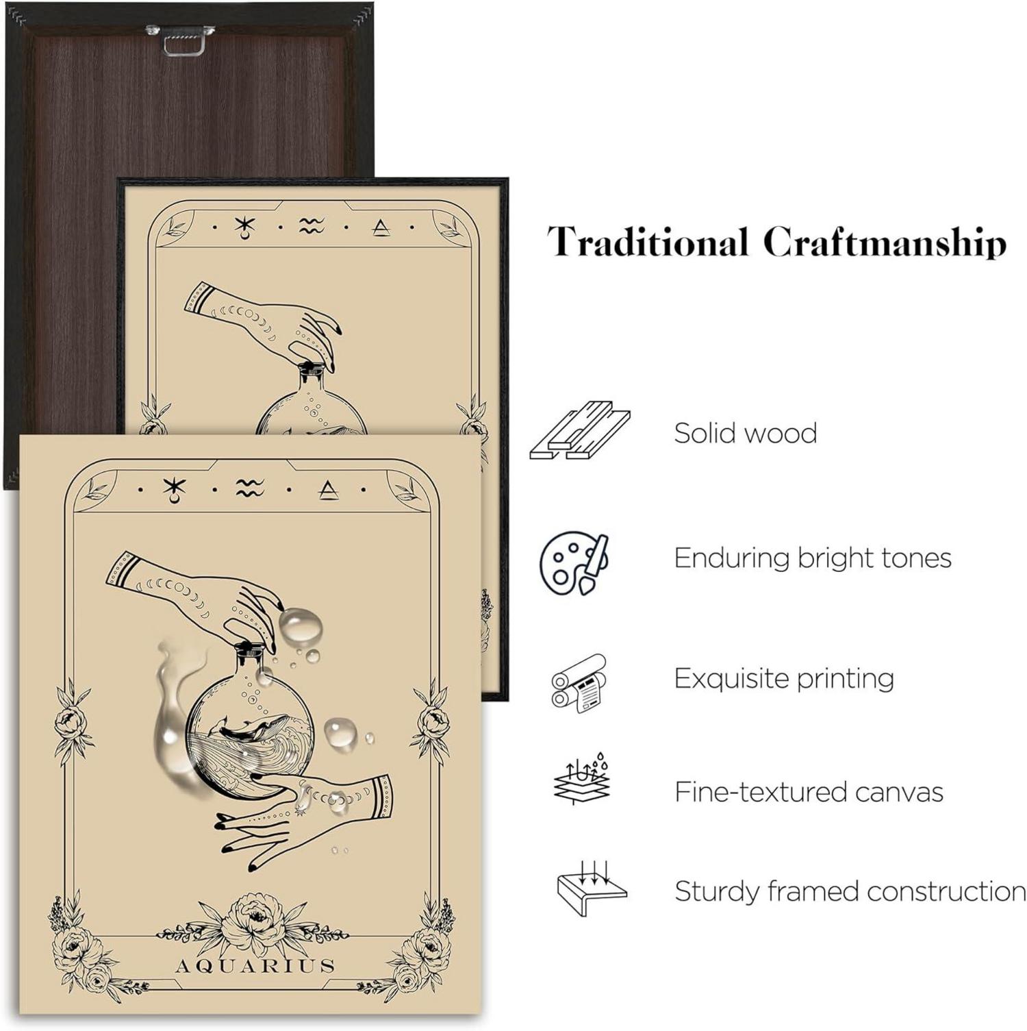 Wassermann Tarot Leinwandbild Rahmen Schwarz 30x40 cm Aesthetic