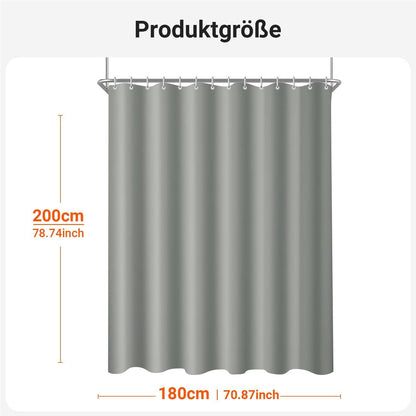 Duschvorhang Grau 180x200cm Wasserabweisend Antischimmel Polyester
