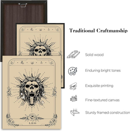 Leinwandbild Löwe Tarot Wandkunst 30x40 cm Schwarz-Rahmen - Wohnzimmer