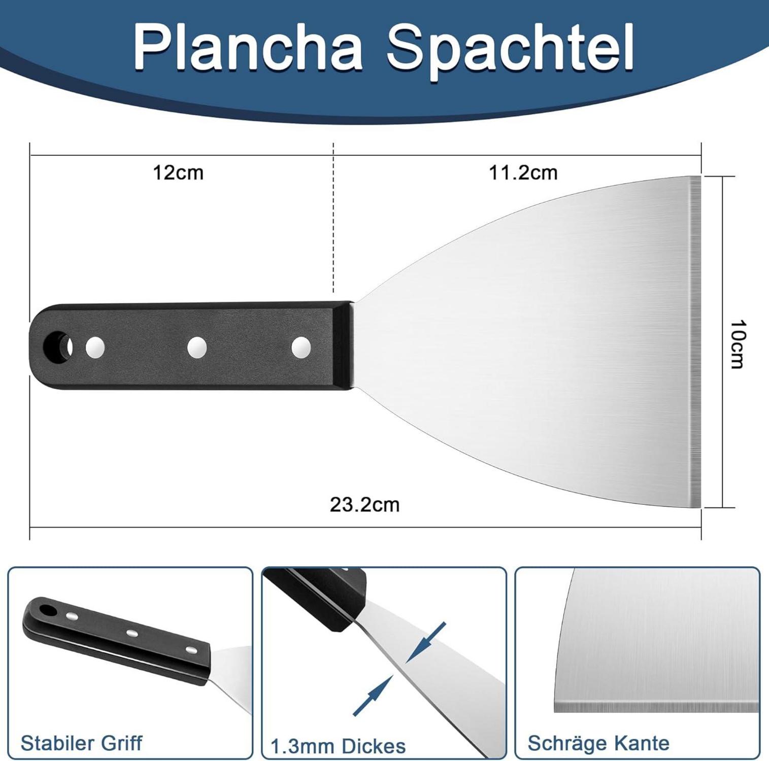 Edelstahl Grillspachtel Set für BBQ und Teppanyaki