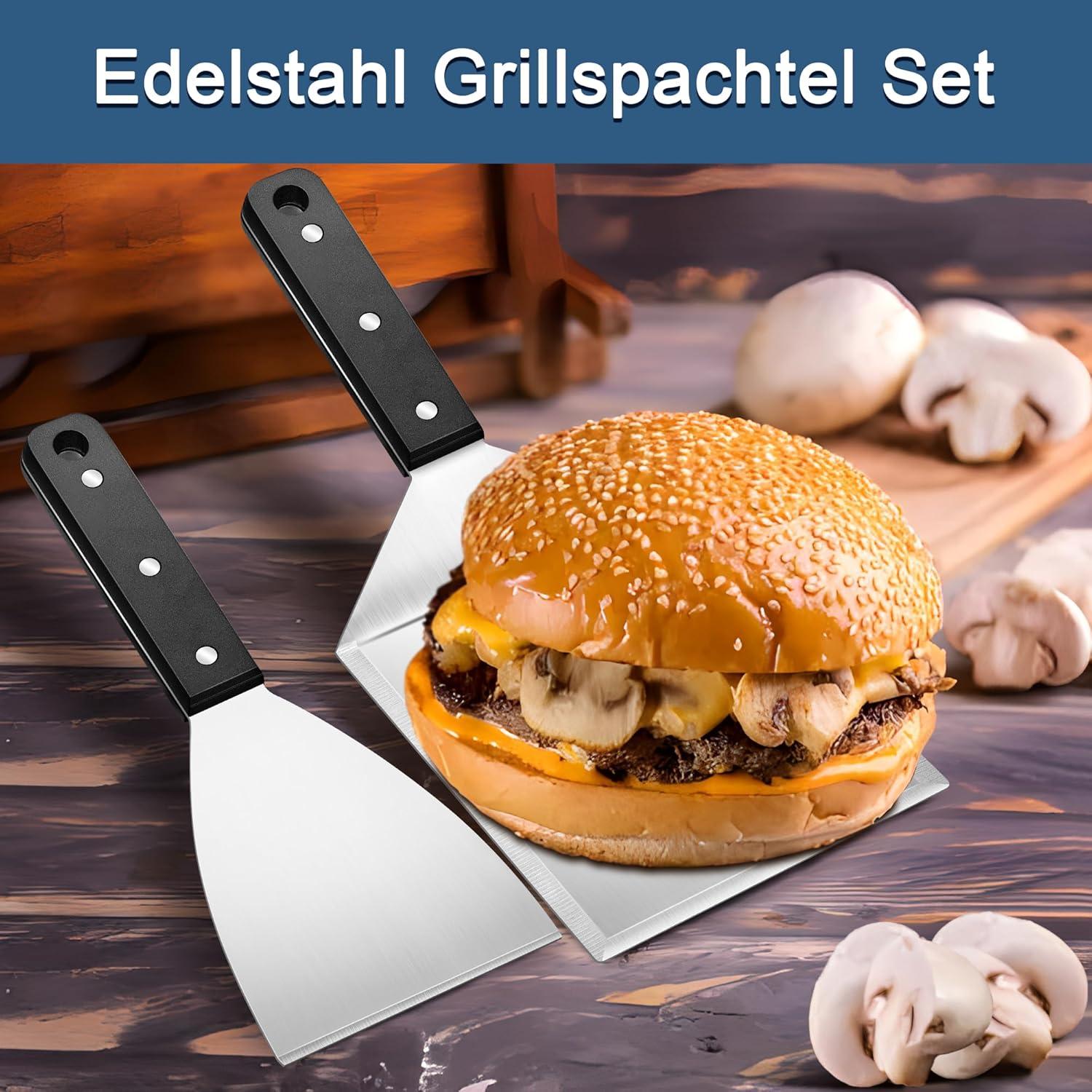 Herogo Grillspachtel Set Edelstahl BBQ Zubehör Smash Burger Wender