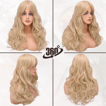 Lange Blonde Schmetterling Perücke mit Pony 66cm - Layered