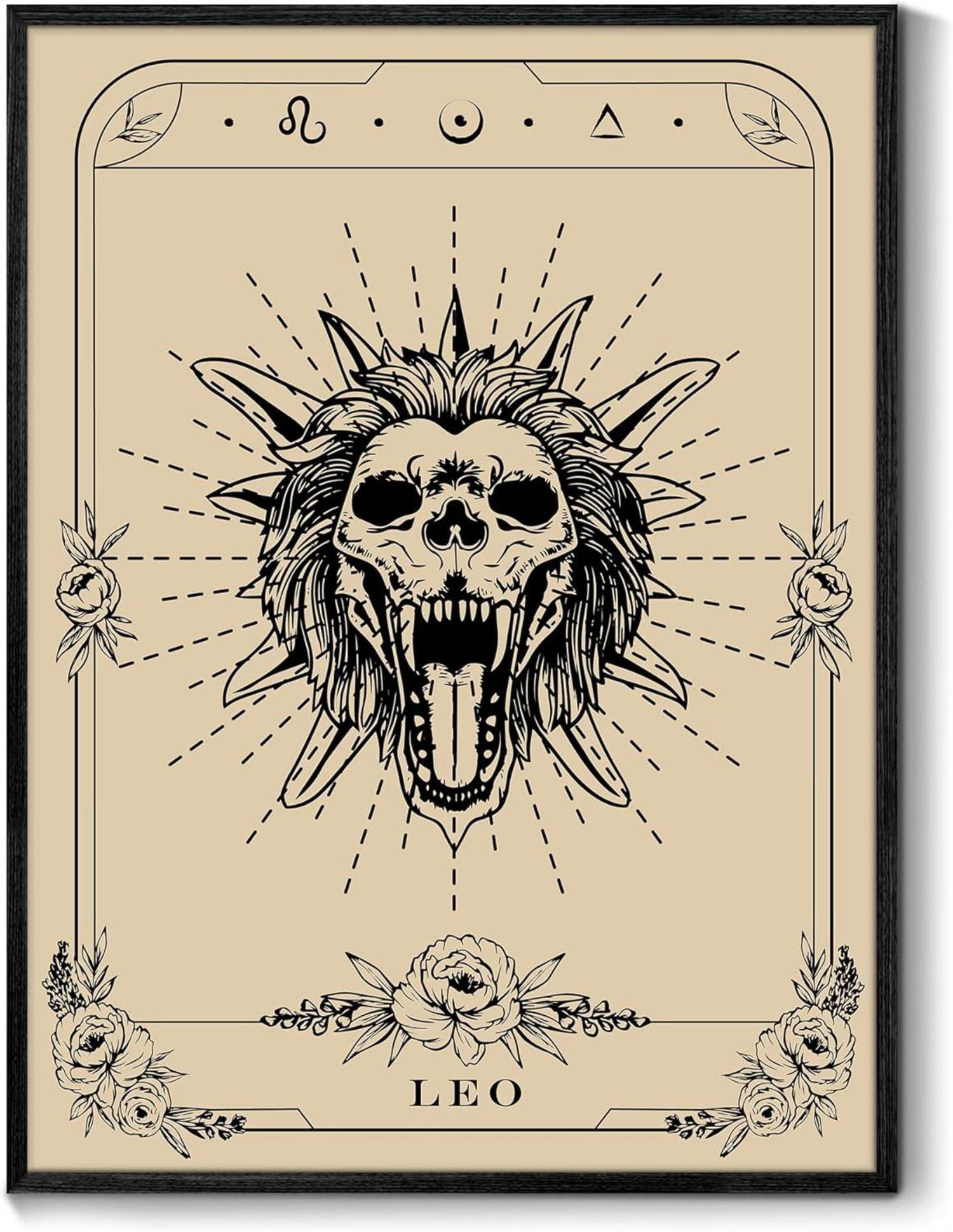 Leinwand Bilder Konstellation Schwarz Löwe Tarot 40x60 cm Wandkunst