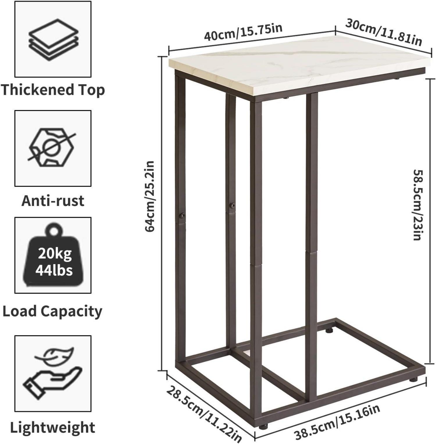 C-Form Beistelltisch Set modern weiß schwarz stabiler Metallrahmen