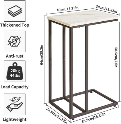 C-Form Beistelltisch Set modern weiß schwarz stabiler Metallrahmen