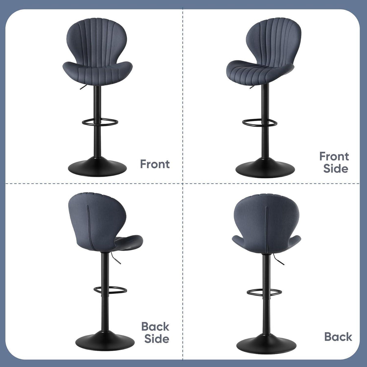 Verstellbarer Barhocker 2er Set mit Fußstütze & 360° Drehung