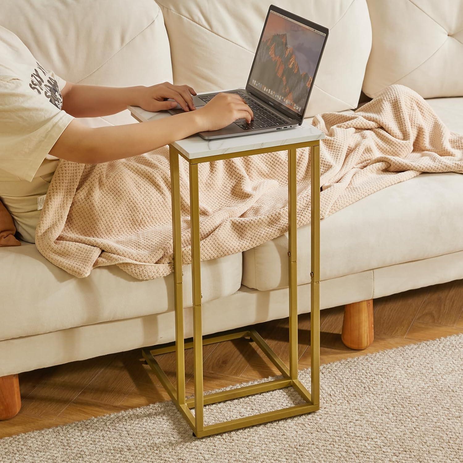 Set: 2 Weiße Marmor Beistelltische Wohnzimmer Sofa