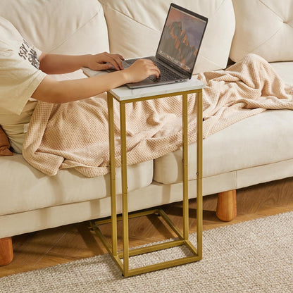 Set: 2 Weiße Marmor Beistelltische Wohnzimmer Sofa