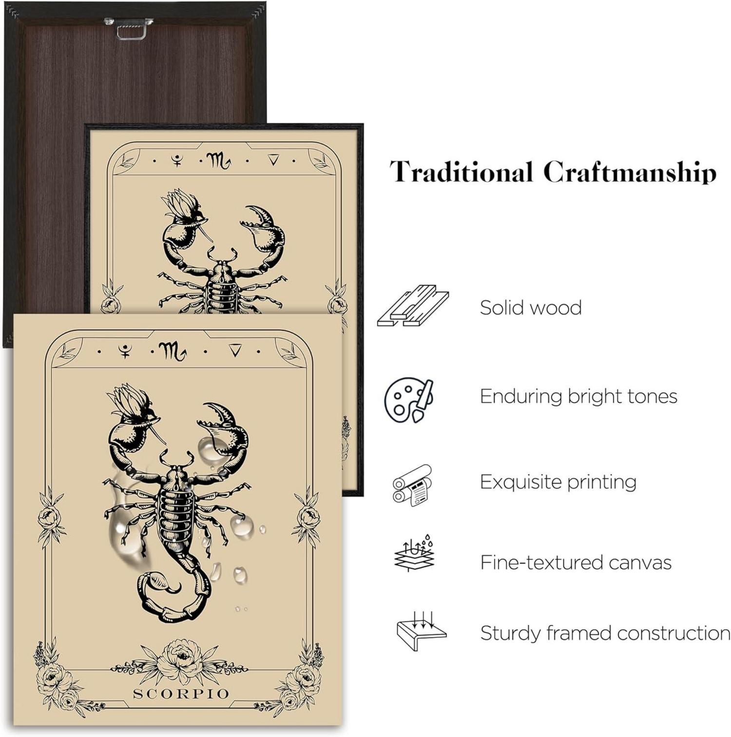 MHARTK66 Skorpion Tarot Leinwandbilder Konstellation 40x60 cm Rahmen Wohnzimmer