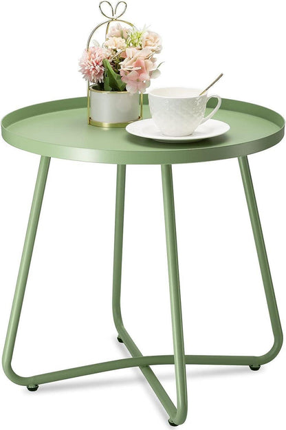 Outdoor Beistelltisch Stahl Runder Metalltisch Terrasse Balkon Garten