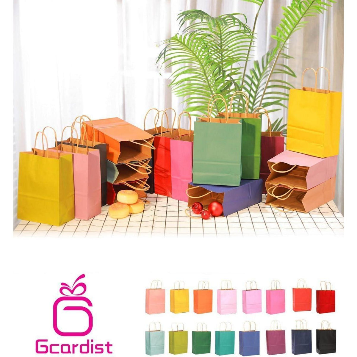 16 Geschenktüten mit Griffen – 21x15x8cm – Vielseitig einsetzbar