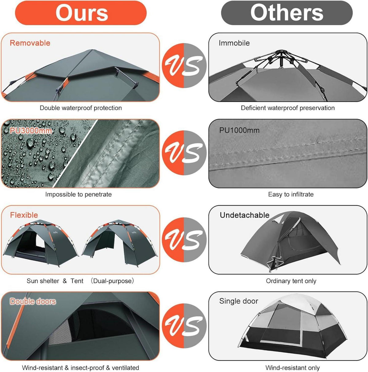Automatisches Campingzelt für 1-2 Personen, Ultraleichtes