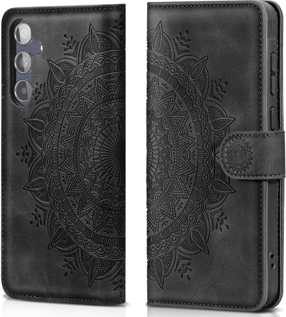 Samsung Galaxy A55 5G Lederhülle Schwarz Flip Wallet Case Magnet Standfunktion