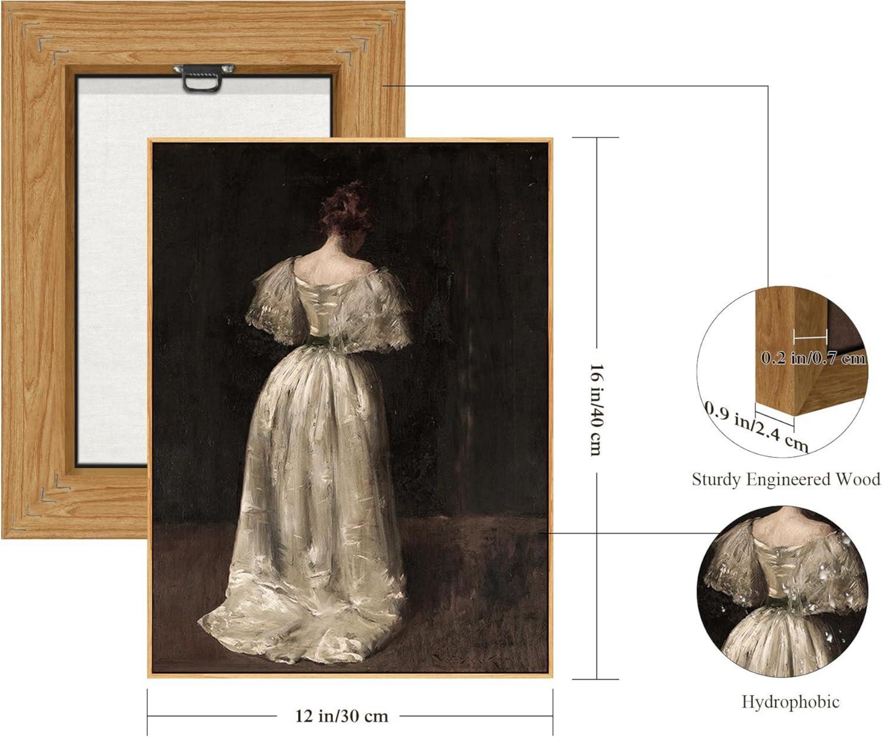 Dame des 17. Jh. Vintage Leinwandbild Holzrahmen 30x40cm