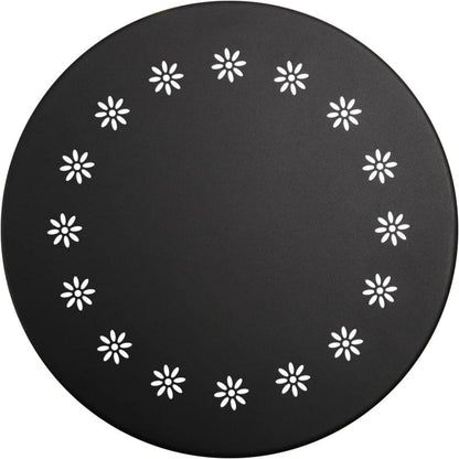 Outdoor Beistelltisch Schwarz mit Blumenausschnitten, Wetterfester Stahl