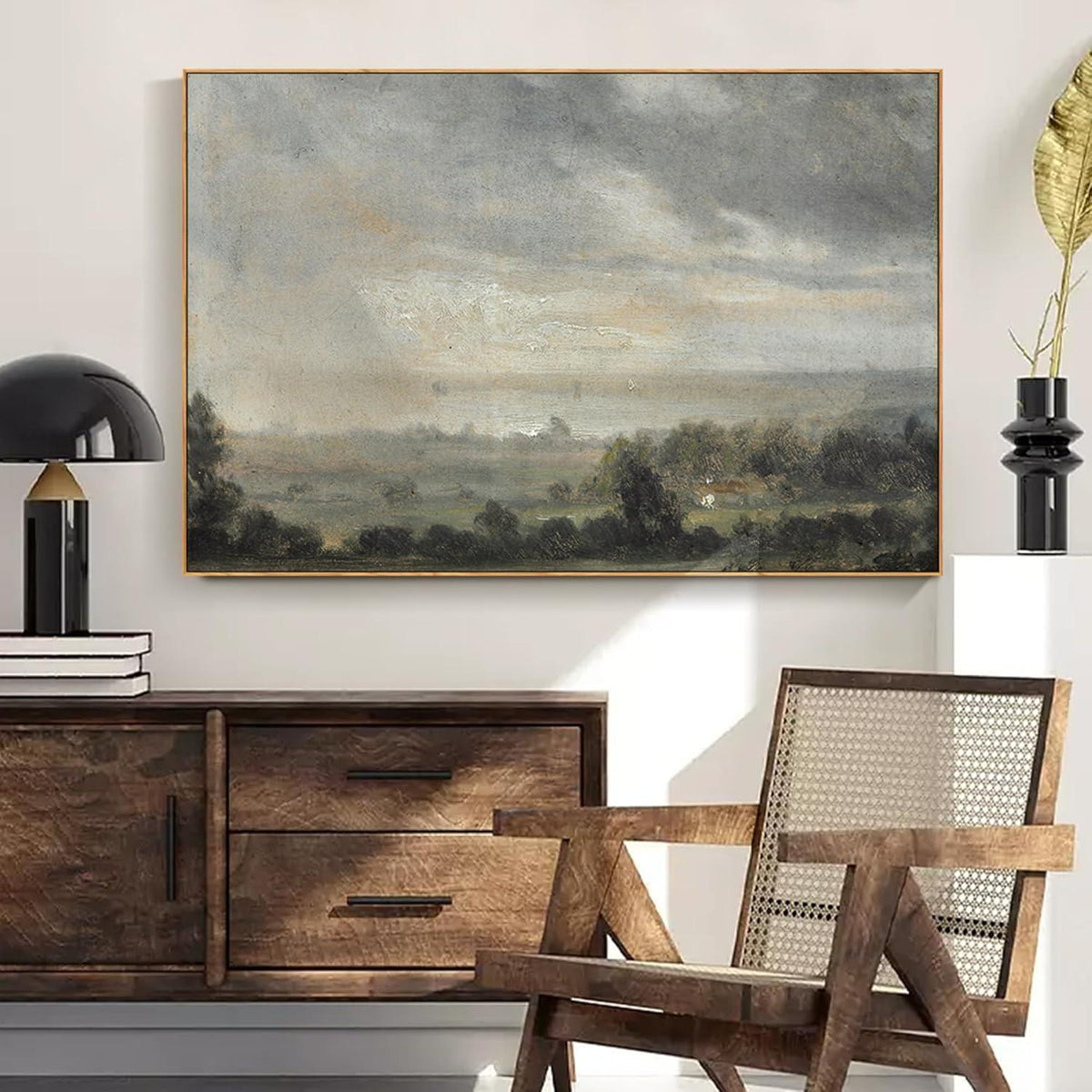 Vintage Leinwandbild mit Holzrahmen, 60x90 cm Naturlandschaft