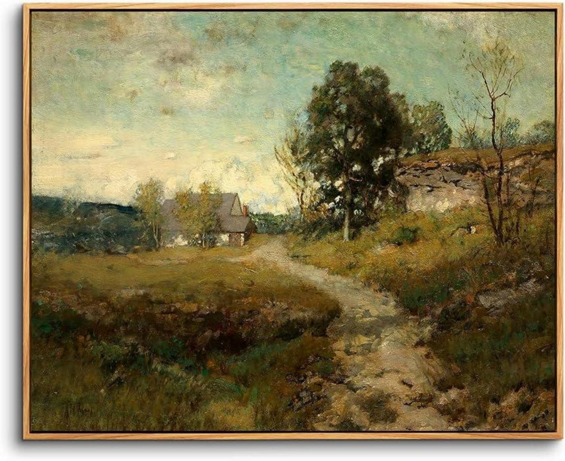 Vintage Leinwandbilder mit Holzrahmen 30x40 cm, Wanddeko Natur