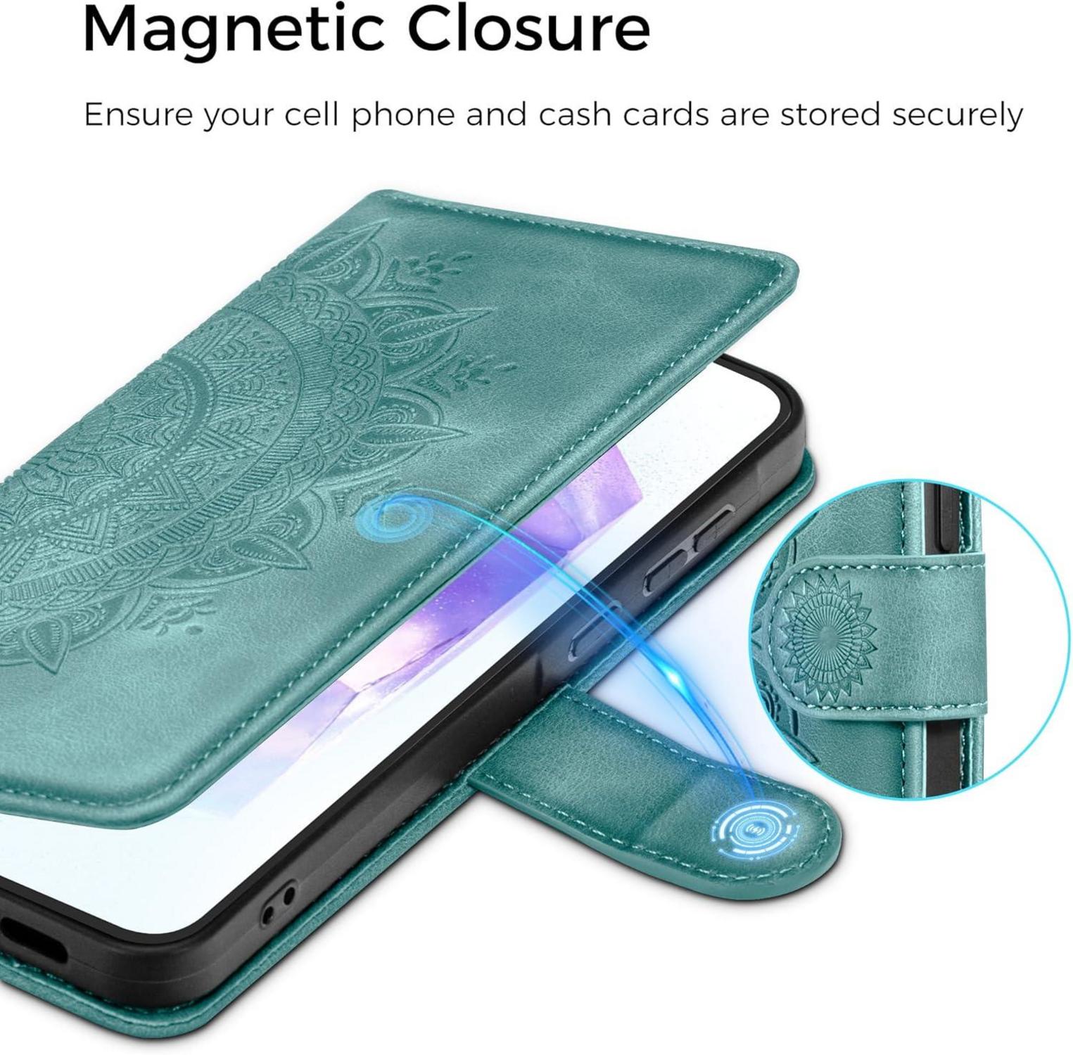 Samsung Galaxy A55 5G Lederhülle Grün Wallet Case Standfunktion