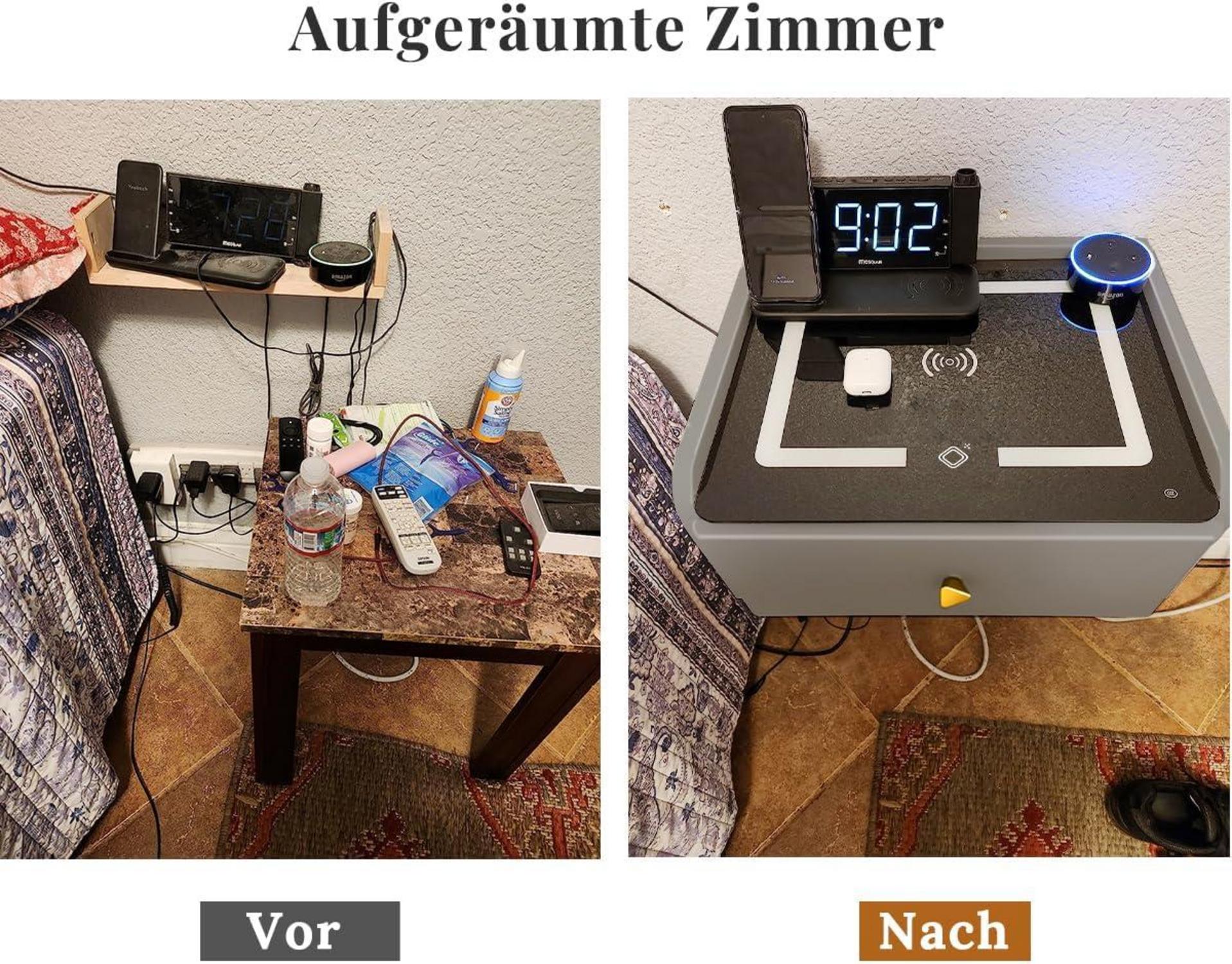 Nachttisch mit Ladefunktion und LED-Lichteffekt, 1 Jahr Garantie