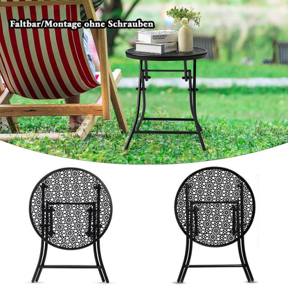TeoKJ faltbarer Metall-Beistelltisch Schwarz 45x45cm UV- und Rostbeständig