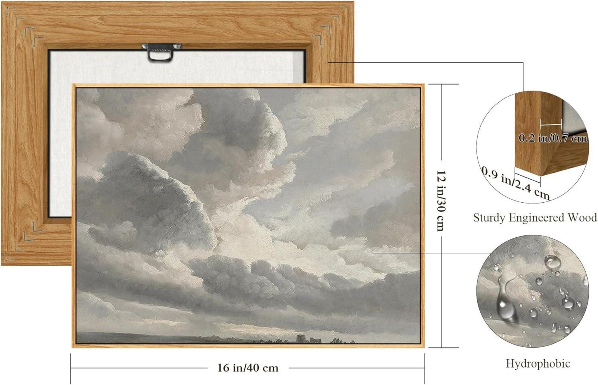 Vintage Leinwandbild Sonnenuntergang Holzrahmen Wanddeko 30x40cm