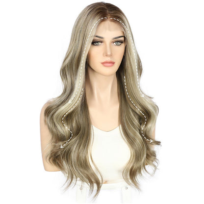 Braune Körperwellen Lace Front Perücke 22 Zoll Synthetisch