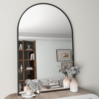 Gewölbter Wandspiegel 60x90cm mit Metallrahmen – 2er Set Schwarz
