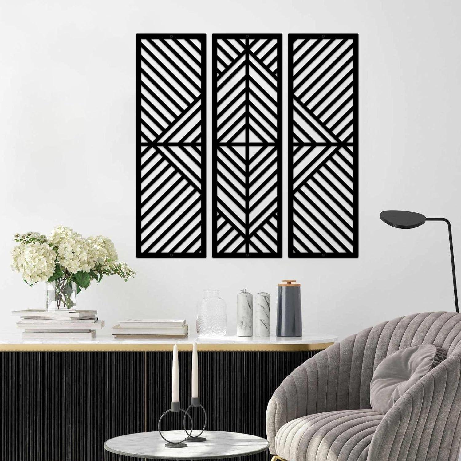 Moderne Geometrische Metall Wanddekoration Schwarz 3er-Set