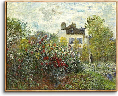 Vintage Leinwandbilder mit Rahmen Holz Wandbilder Claude Monet Rose