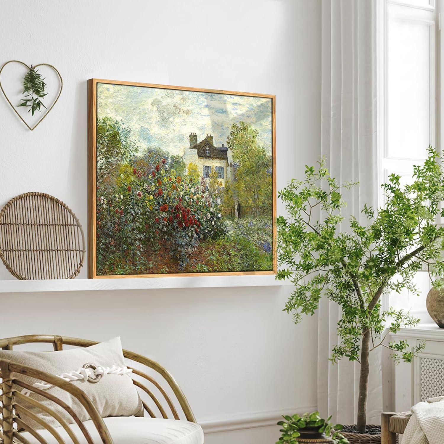 Vintage Leinwandbild Rose Garten Claude Monet 30x40 cm