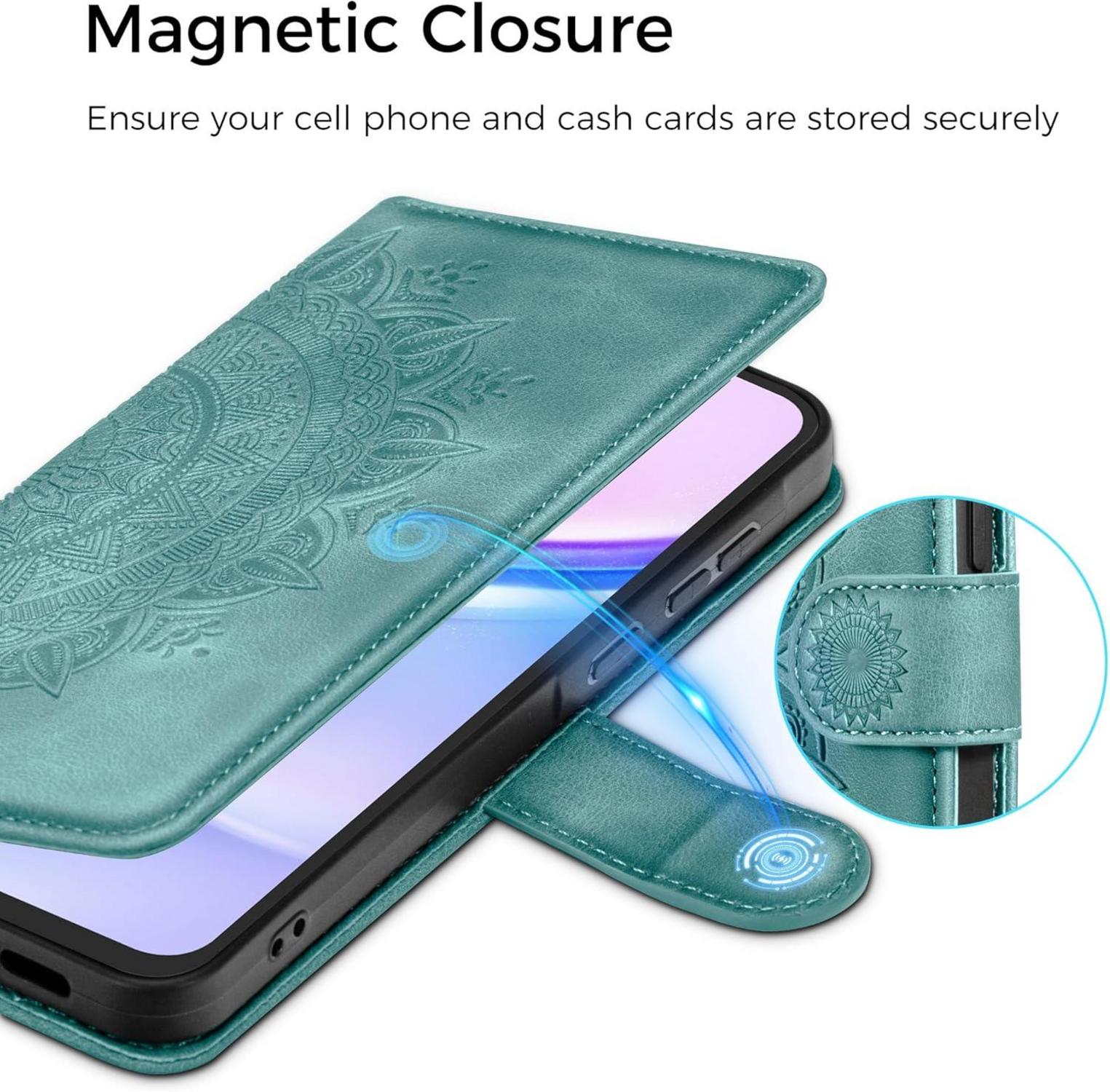 Lederhülle für Samsung Galaxy A15 5G/4G Flip Wallet Grün