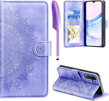 Samsung Galaxy A15 5G Leder Wallet Hülle lila