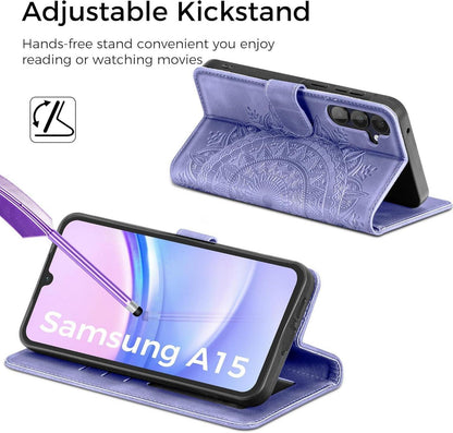 Samsung Galaxy A15 5G Leder Wallet Hülle lila