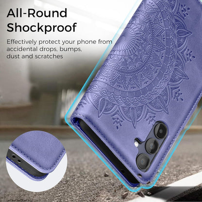 Lederhülle Samsung Galaxy A15 5G/4G Flip Wallet PU Case Lila