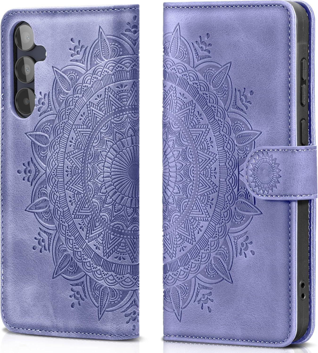 EASDNB Samsung Galaxy A15 5G/4G Leder Flip Wallet Case Lila