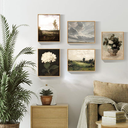 Vintage Leinwand Bilder mit Holzrahmen 20x25 cm Wohnzimmer Natur Landschaft Kunst Büro Schlafzimmer Wanddeko