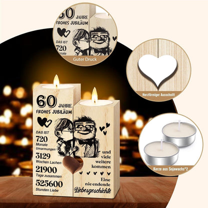 Diamantene Hochzeit 60. Geburtstag Kerzenständer Holz Deko
