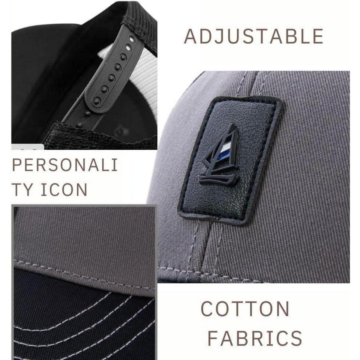 Baseball Cap Unisex Sommer Mesh Atmungsaktiv Größe M Grau