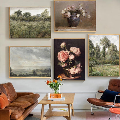 Vintage Leinwand Bilder mit Holzrahmen 30x40cm Wohnzimmer Deko