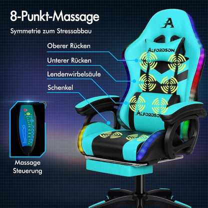 Gaming Stuhl RGB LED Massage Gaming Chair mit