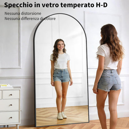 Großer Standspiegel 192x85cm mit schwarzem Rahmen – Wand & Boden