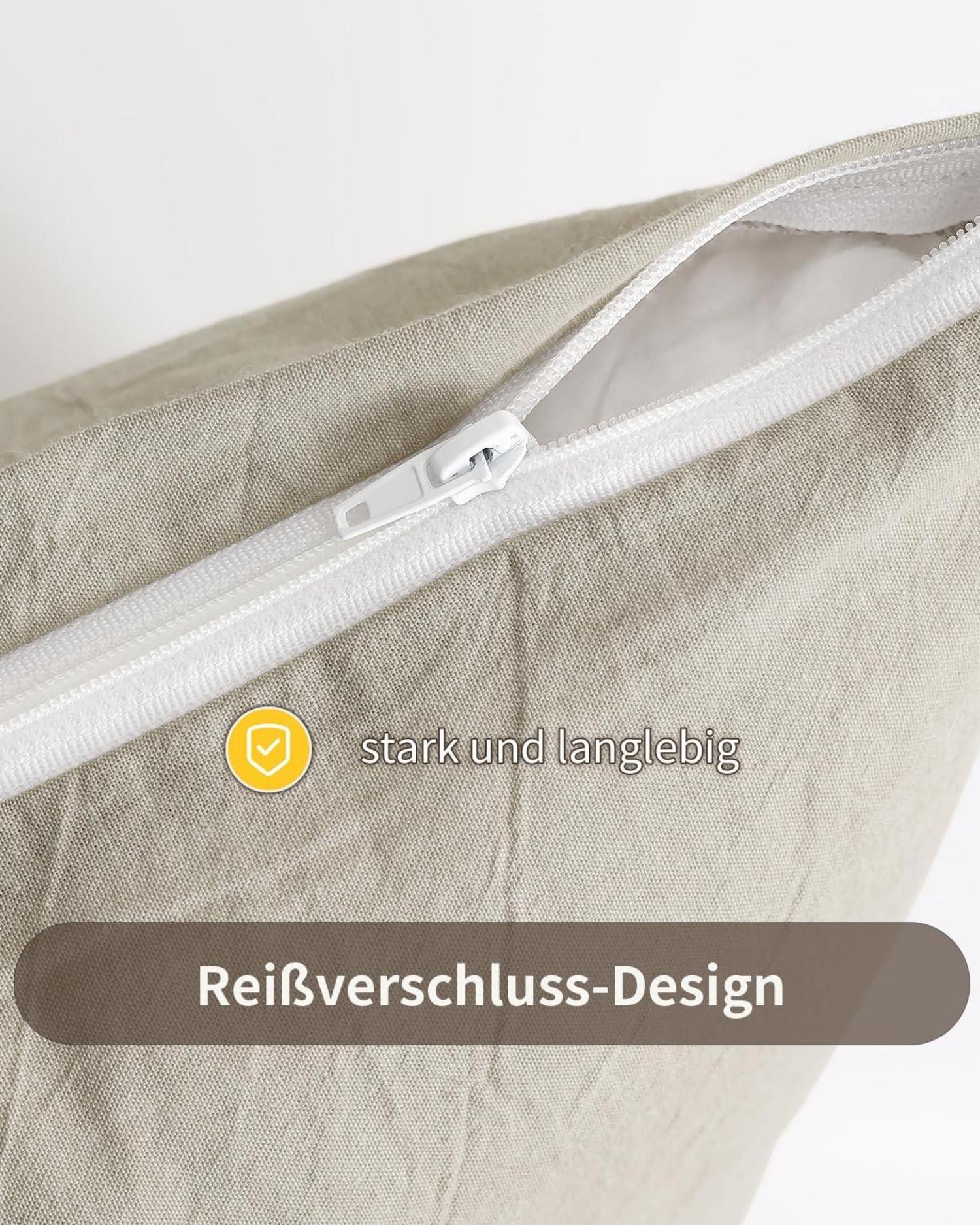 ATsense 2er Set Kissenbezug 40x70 cm Premium Baumwolle Beige-grau