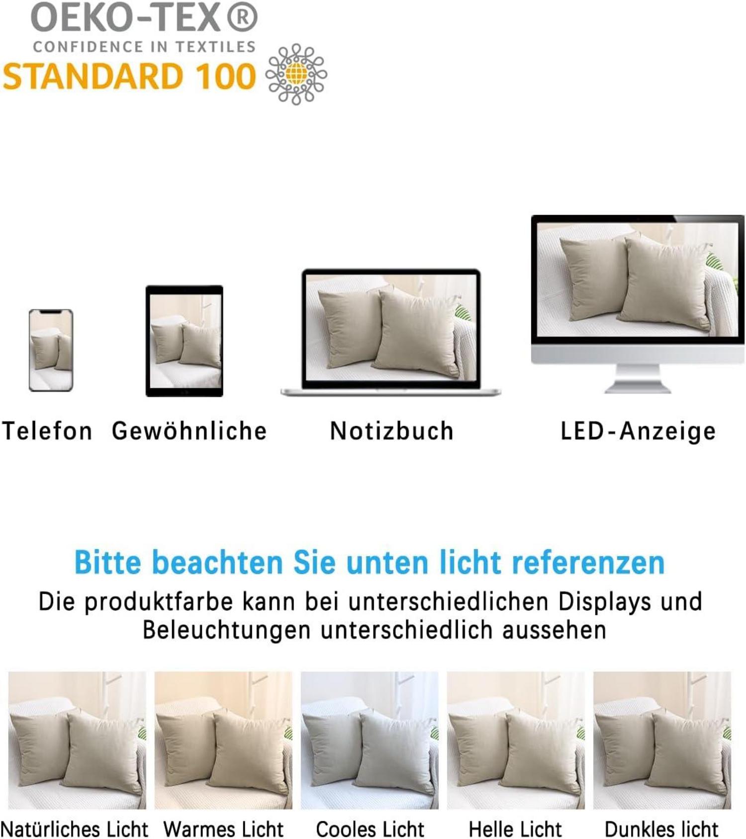 Atsense 2er Set Kissenbezug 40x70cm - 100% Baumwolle Reißverschluss Oeko-TEX