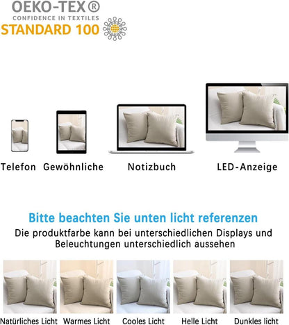 Atsense 2er Set Kissenbezug 40x70cm - 100% Baumwolle Reißverschluss Oeko-TEX