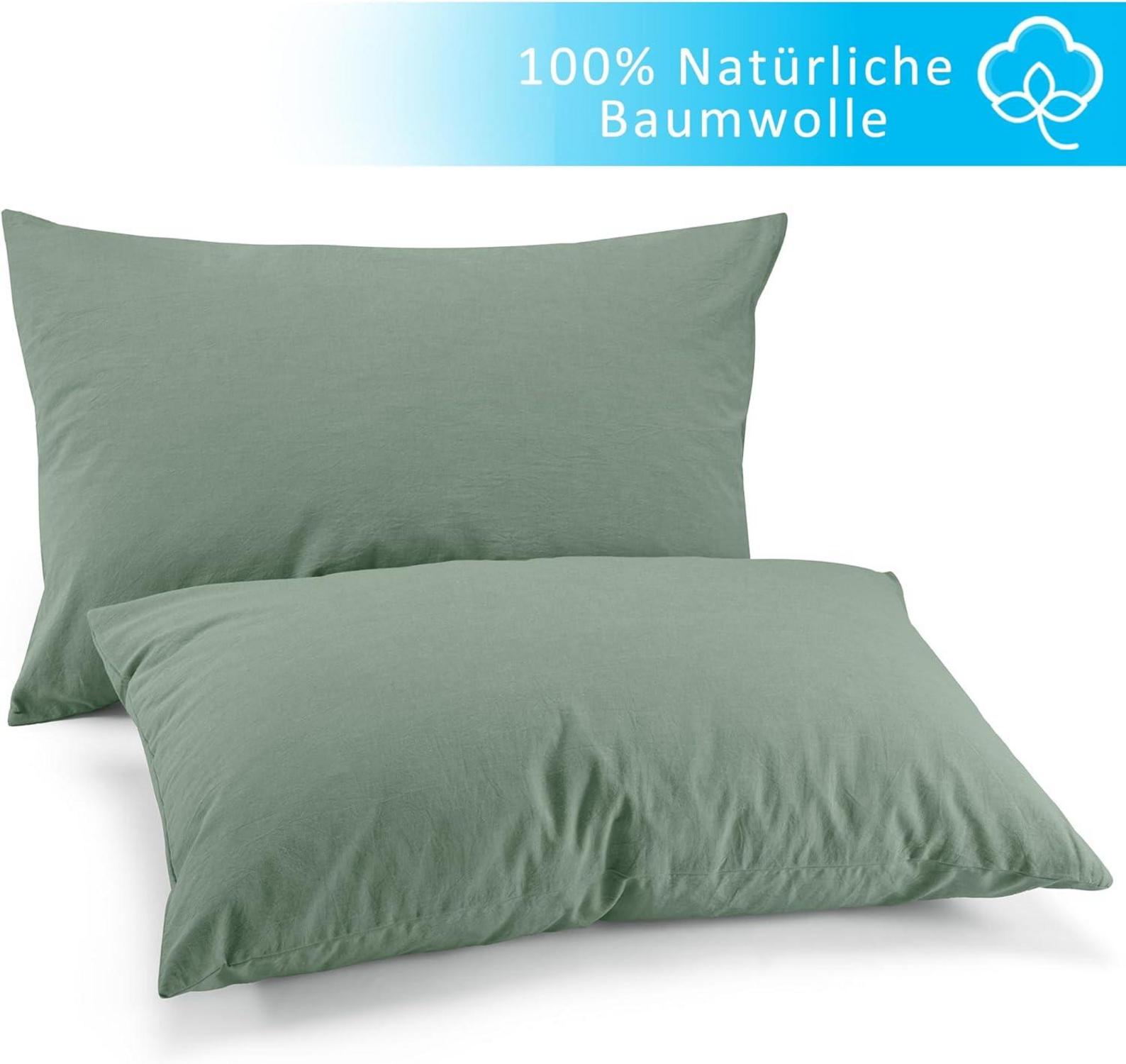 Kissenbezug 40x70 cm 100% Baumwolle Grün 2er Set