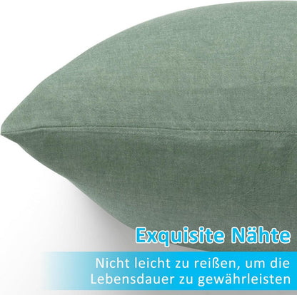 ATsense 2er Set Kissenbezug 40x70 cm Baumwolle Grün mit Reißverschluss