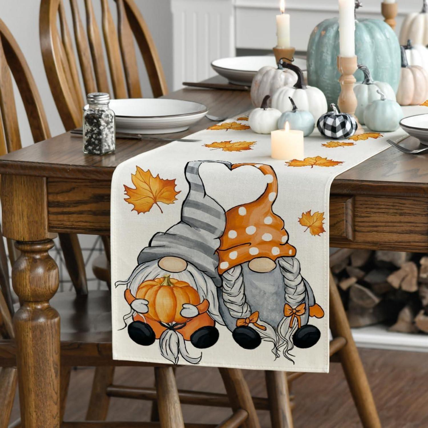 Herbst Tischläufer Kürbisse Ahornblätter Dekoration 40x100 cm